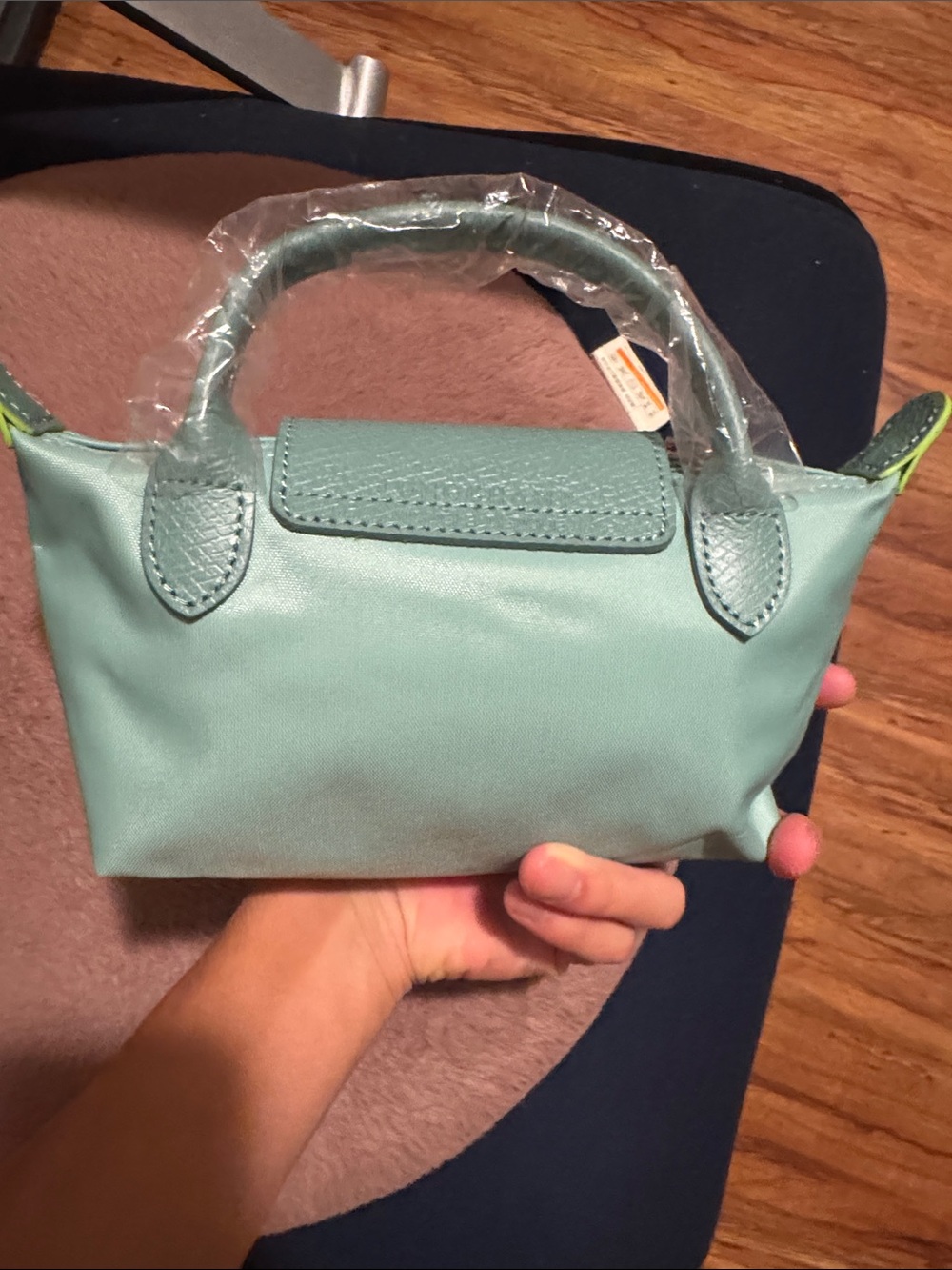 Longchamp Small Top-Handle Cosmetic Pouch in Mint Green - Picture 3 of 5
